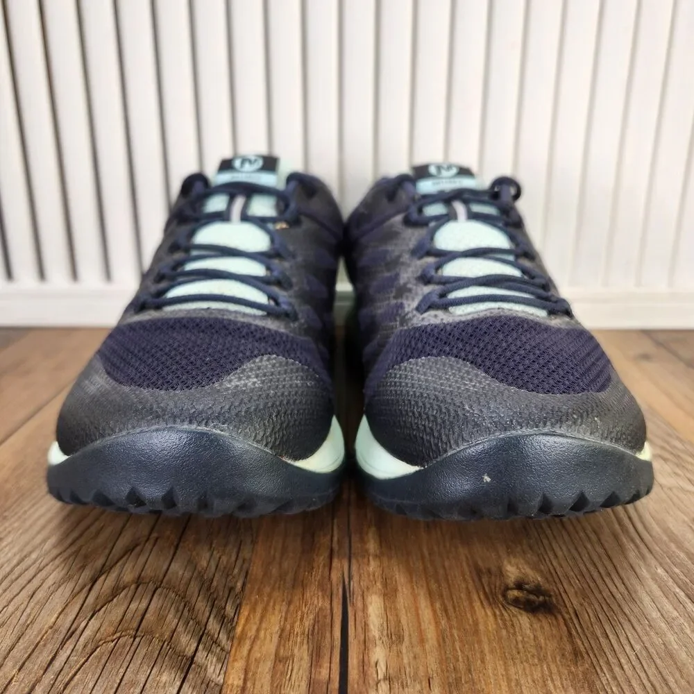 Merrell Antora 2 Womens Sz 10 Navy Blue Green Vibram Trail Running Shoes J066844
